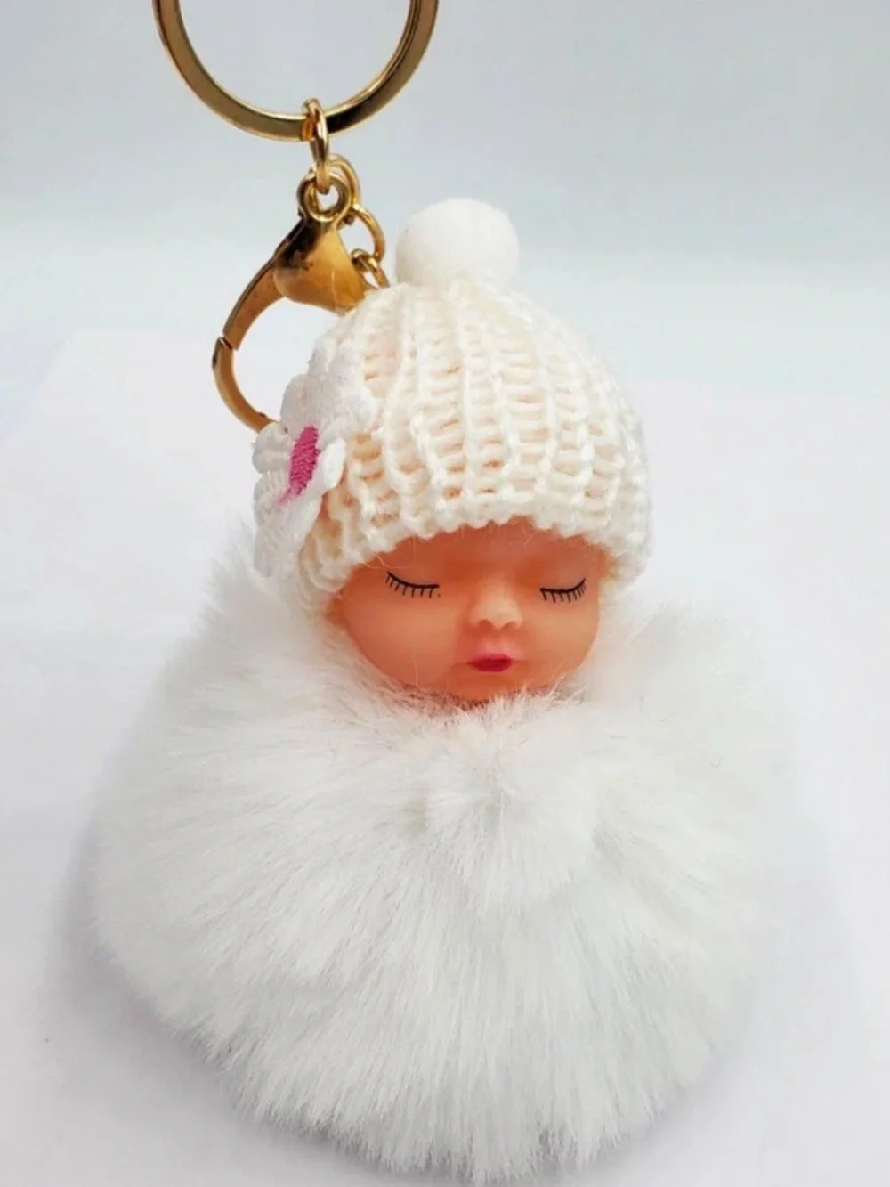 5 Pcs Plush Pom-Pom Baby Doll Keychain - Blue